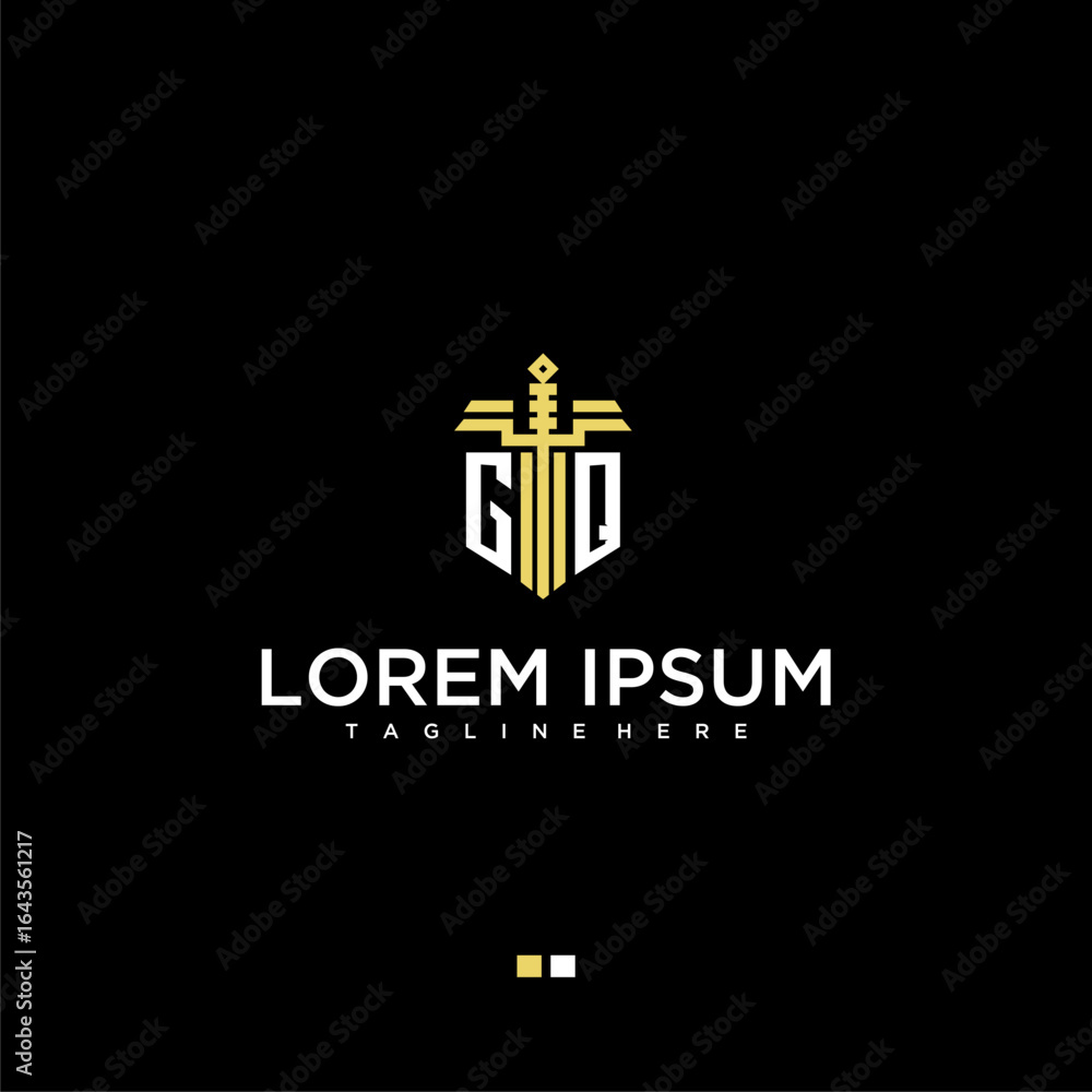 Poster gq initial monogram for lawfirm logo with sword style image