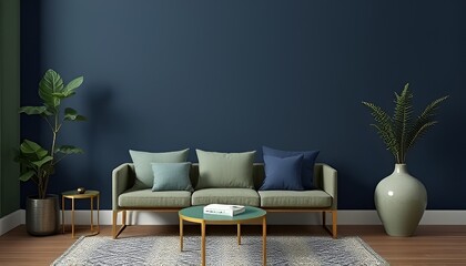 Sage and Navy A cool muted green sage paired with a dark cool bl