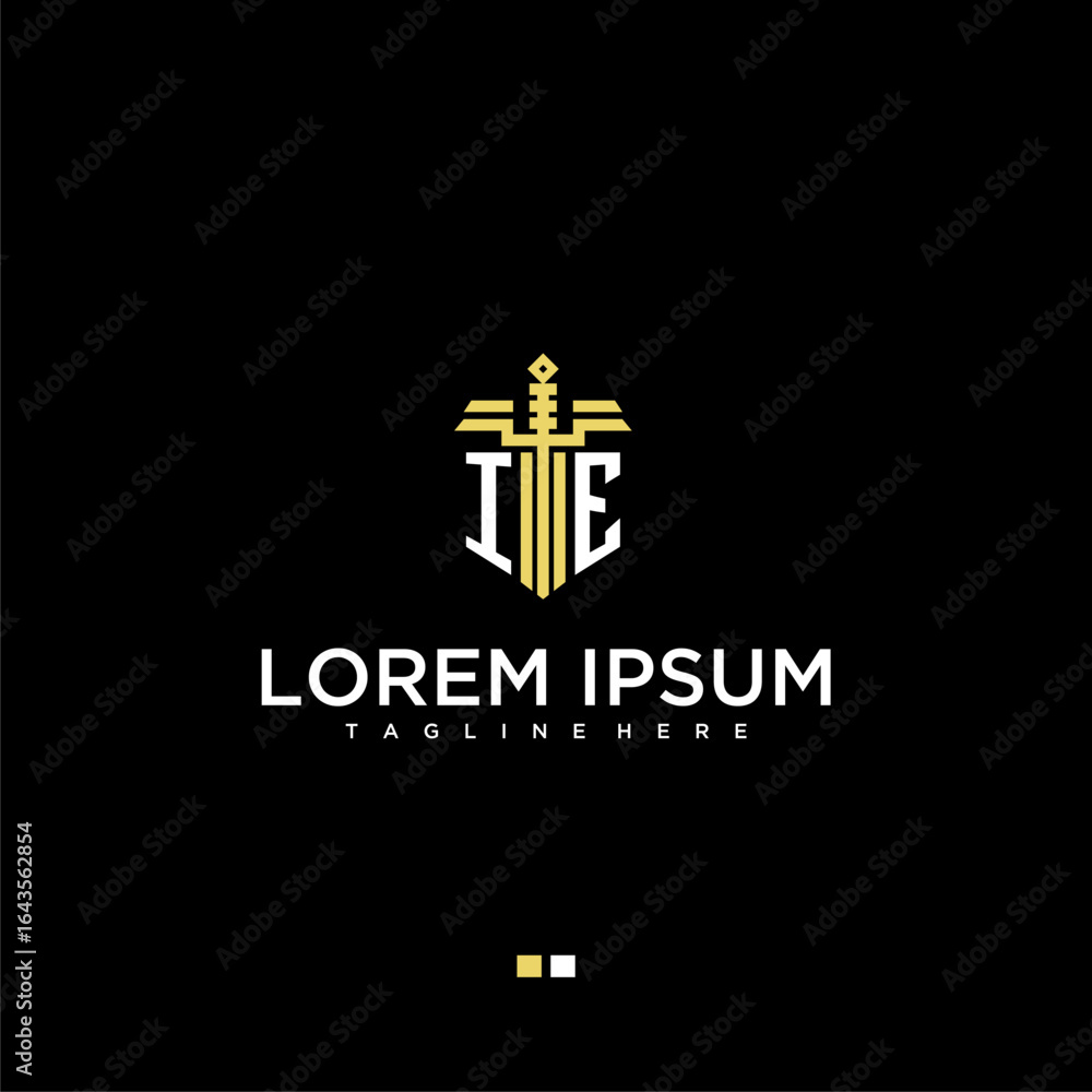 Poster ie initial monogram for lawfirm logo with sword style image
