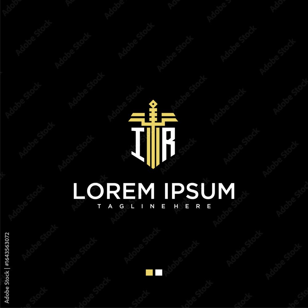 Poster ir initial monogram for lawfirm logo with sword style image