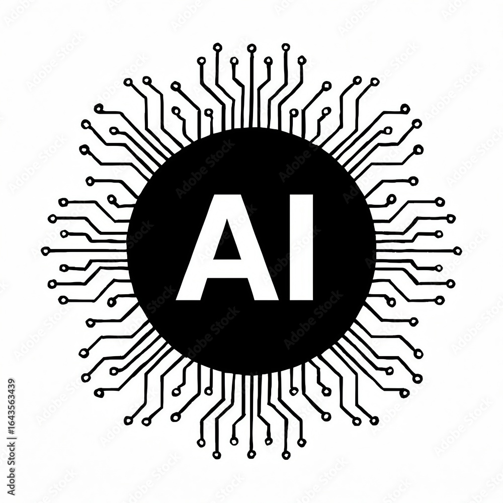 Aufkleber artificial intelligence ai symbol with circuit board design