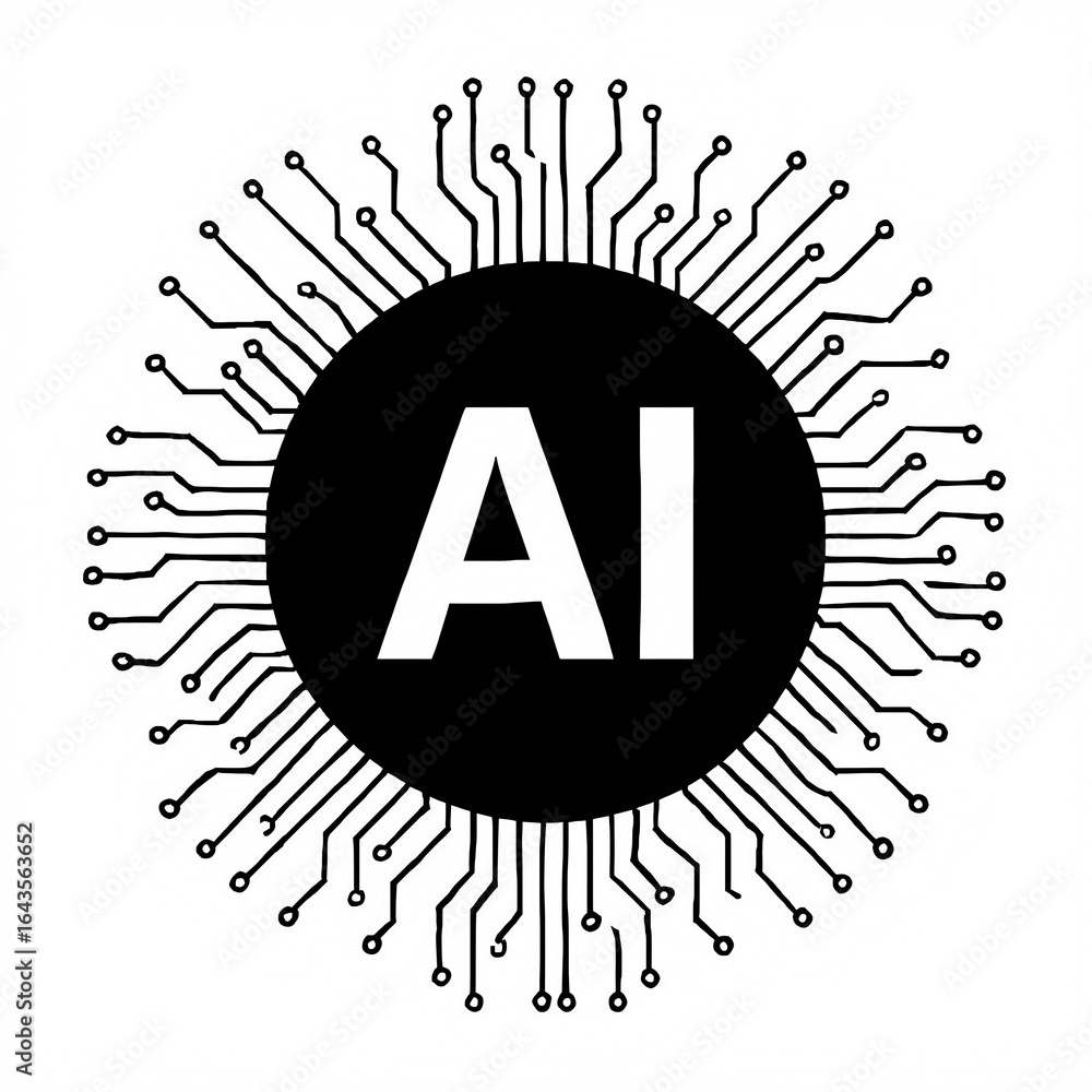Poster artificial intelligence ai symbol with circuit board design