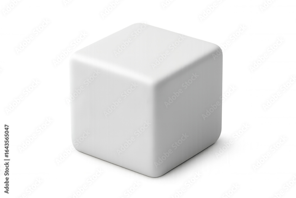 Poster simple white cube with rounded edges floating on a transparent background, ideal for mockups and pre