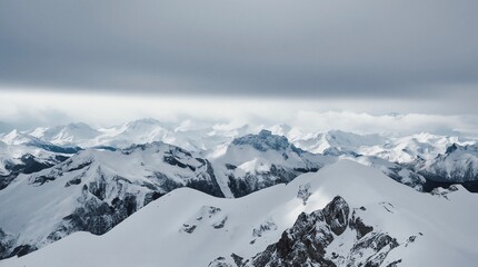 Obraz premium Winter mountain landscape. Colorful overcast sky with lens flare bokeh