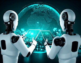 Robots interact with globe data