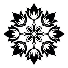 Vector illustration of a flower. black flower, floral with white background