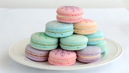 Fototapeta premium colorful-macaron-stack-in-pastel-tones----