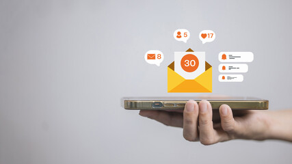 Email and Social Media Notification Alerts on Smartphone