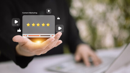 Video content marketing and customer engagement with rating stars