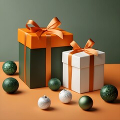 Minimalist Holiday Greeting: Orange, Green, and White Aestheti