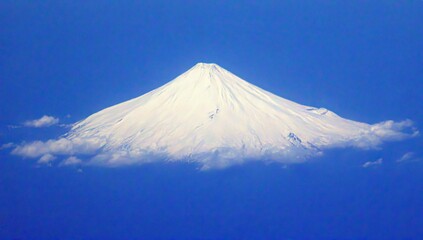 Snow-capped mountain peak, serene sky