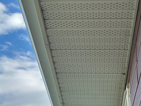 Roofing soffit detail showing ventilation and trim work