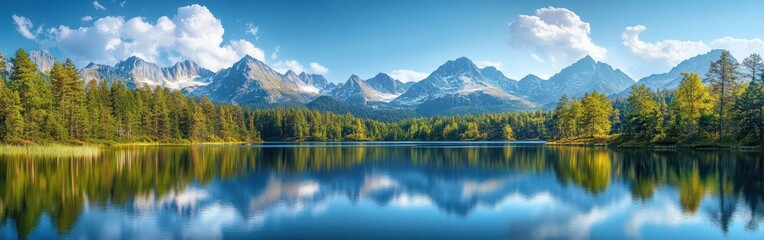 Tranquil Mountain Lake Reflected in Still Waters