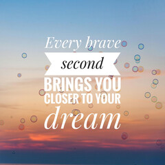 Motivational sayings on courage and inner strength with scenic sunset views — ideal for wall art and posters