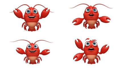 Cartoon crawfish illustrations set