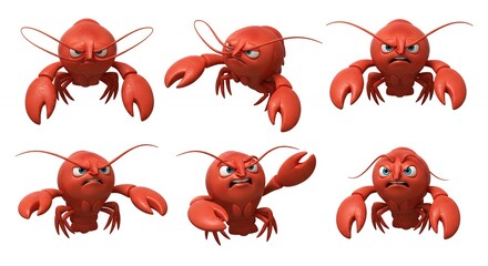 Cartoon lobster character designs