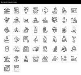 Economic Crisis Line Icons