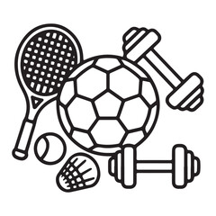 Obraz premium Sports equipment silhouette set