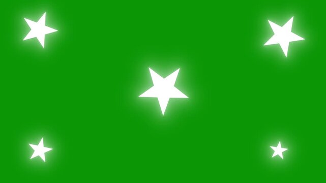 Twinkle star glitter sparkle animation, doodles style stars Blinking retro vector stars, glitter on green screen background, night sky. Glowing stars sparkle on transparent background. 4K animation