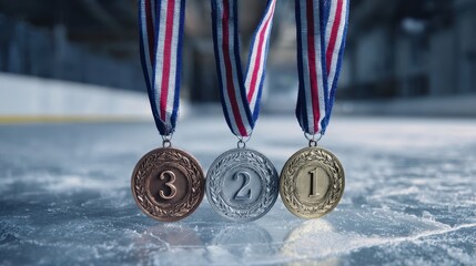 The collection of medals showcasing achievements in sports competition and victory