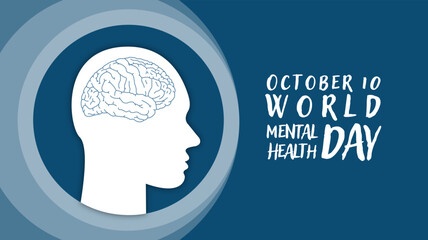 World Mental Health Day Brain in Circle - Vector Icon for Cognitive Health, October Advocacy Events