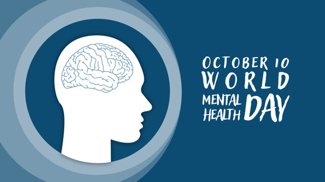World Mental Health Day Brain in Circle - Vector Icon for Cognitive Health, October Advocacy Events