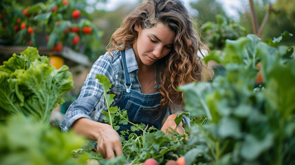Woman garden picking vegetables, black