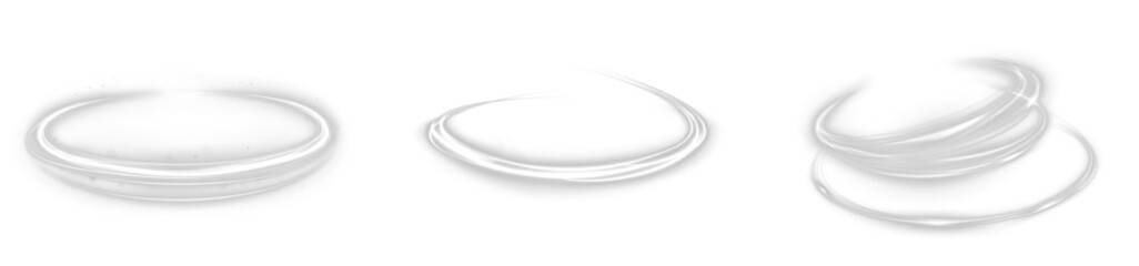 White, light, circle, line, glow in PNG with luminous swirl effect. This PNG Overlay on transparent background creates a vibrant white ring, shining frame, and magical luxury highlight.