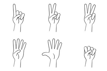 Line hands counting 0,1,2,3,4,5
