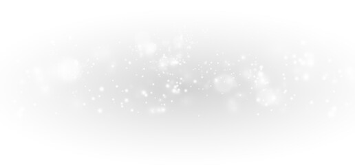 Bokeh, powder, snow, PNG with dust and bright glitter flare. Festive explosion PNG on transparent background. Overlay for holiday card, confetti, decoration, or firework effect.