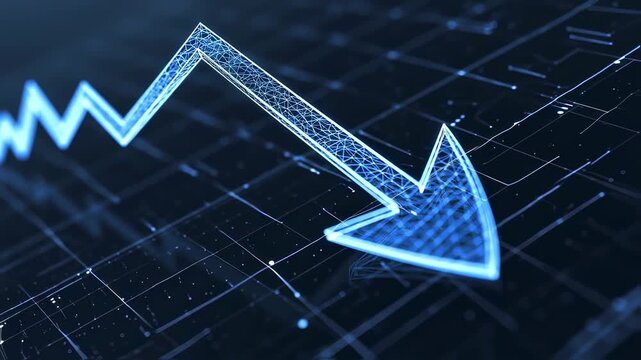 Declining graph, glowing blue lines
