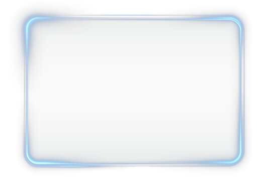 Box, frame, neon, line, light in PNG blue glow. This PNG Overlay with transparent background suits games, portals, tech banners, and futuristic graphic designs.