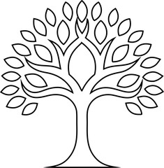 Minimalist tree nature outline vector icon, ideal for eco-friendly brands, wellness logos, and environmental campaigns.
