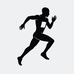 Silhouette of a determined male athlete sprinting vector illustration