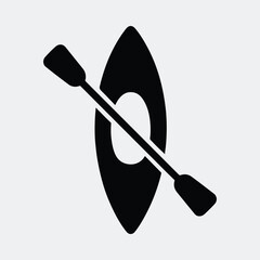 Silhouette of a kayak and paddle sports icon vector illustration