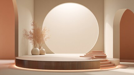Sleek Clear Stage Mockup in Warm and Cool Color Combinations