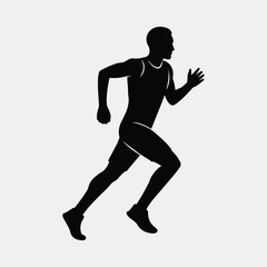 Silhouette of a runner sprinter athlete in running motion vector illustration