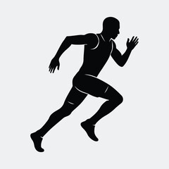 Silhouette of a runner sprinting forward with power vector illustration
