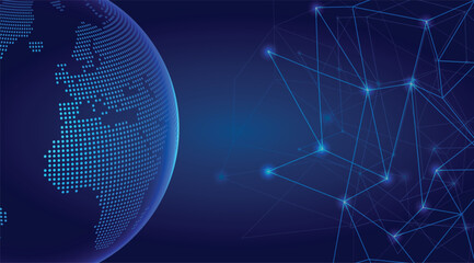 Digital Earth Globe with Network Connections Futuristic Global Technology Background