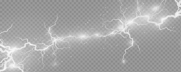 Lightning, light background, lighting, effect, electric PNG with abstract blue and purple glow. Energy flash PNG on transparent background. Overlay for nature, backdrop, or dramatic storm design.