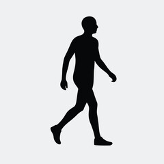 Silhouette of a walking man side view simple vector illustration