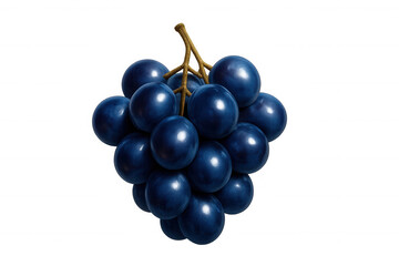 Fototapeta premium Ripe purple grapes dangling from vine, transparent background, highlighting fresh grape cluster for culinary imagery