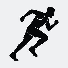 Silhouette of athletic man sprinting fast running vector illustration