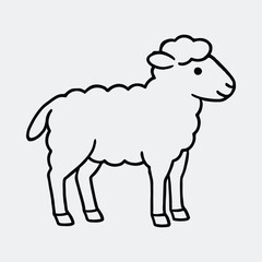 Silhouette of cute sheep standing isolated on white background vector illustration