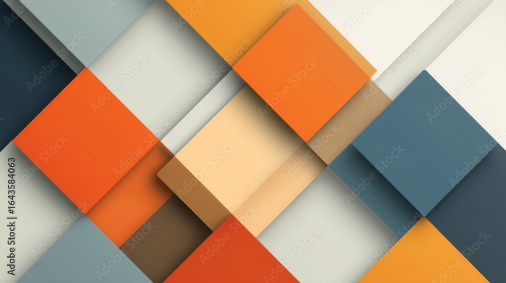 Poster geometric pattern with diagonally arranged color blocks, isolated on a white background
