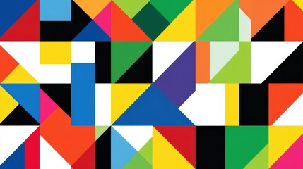 Geometric Patterns: Bold geometric patterns with sharp angles, vivid colors, and modern shapes, isolated on a white background