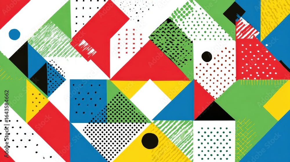 Aufkleber geometric patterns: bold geometric patterns with sharp angles, vibrant colors, and clean lines, isol