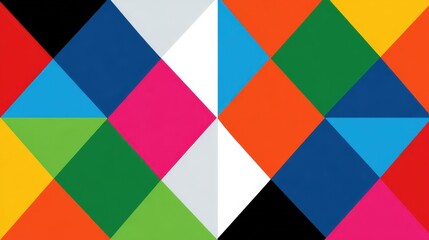 Geometric Patterns: Bold geometric patterns with sharp angles, vibrant colors, and clean lines, isolated on a white background