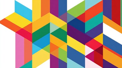 Geometric Patterns: Geometric patterns with sharp angles, vibrant colors, and clean lines, isolated on a white background