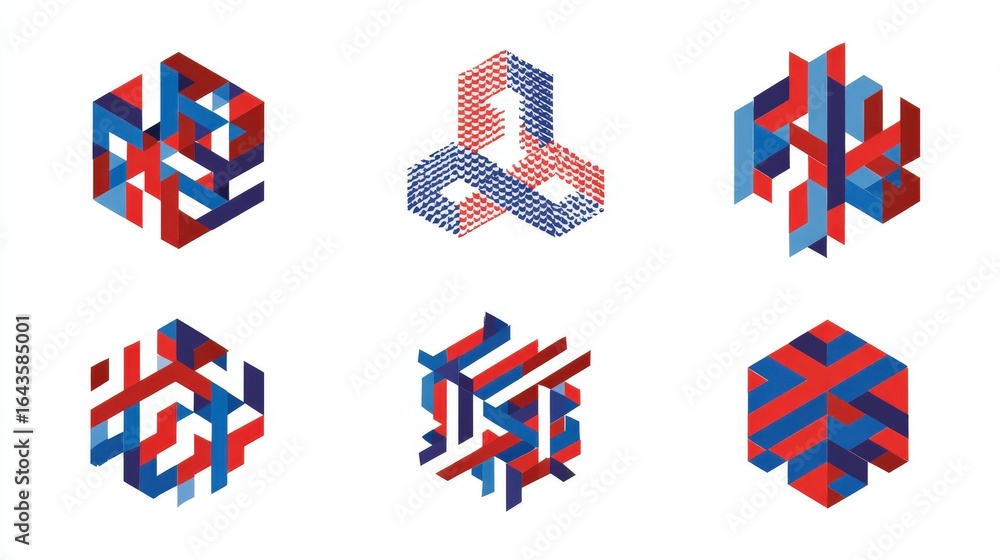 Poster geometric patterns: intricate geometric patterns with sharp angles, clean lines, and bold colors, is